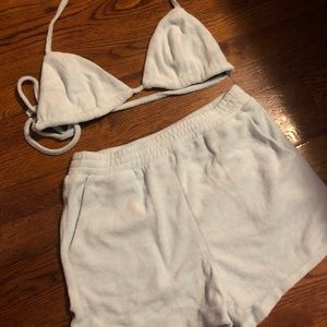 Fue baby blue shorts set